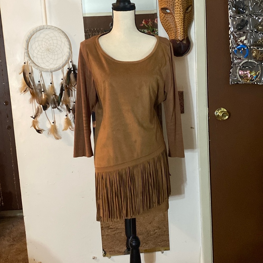 INC suede Fringe top
